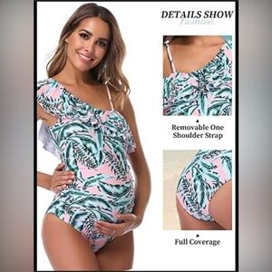 Maternity MiYang One piece one shoulder bathing suit for pregnant ladies size M